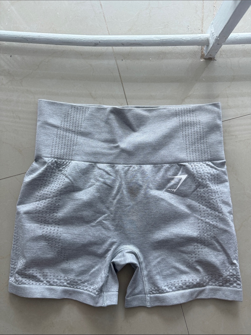 Gymshark Light Gray Seamless High-Waist Athletic Shorts